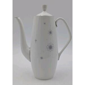 Royal Worcester Celeste Coffee Pot Bone China Snowflake Starburst England 10.5"